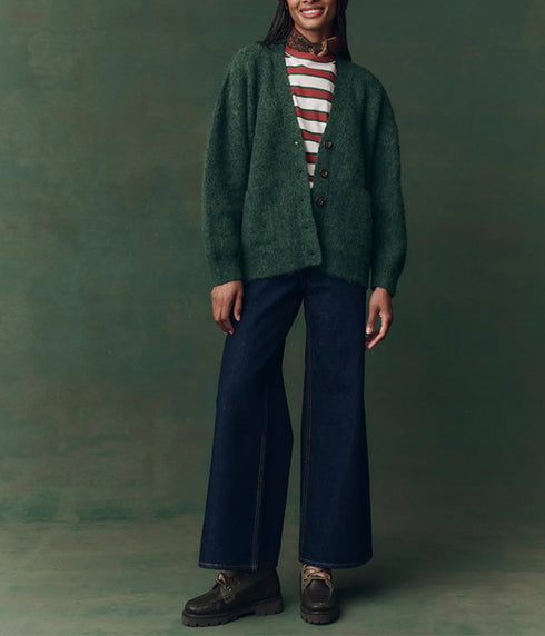 The Brushed Melange Cardigan - Meadow Green